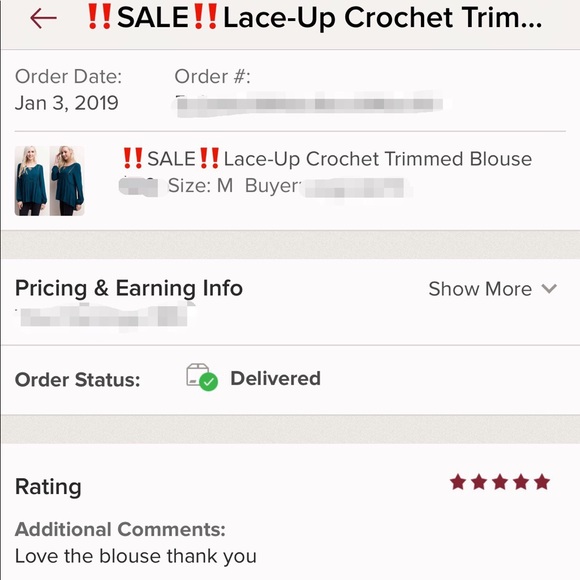 ‼️LAST ONE-Small‼️Lace-Up Crochet Trimmed Blouse - Picture 4 of 4